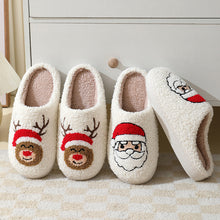 Load image into Gallery viewer, Christmas Home Slippers Cute Cartoon Santa Claus Cotton Slippers For Women And Men Couples Winter Warm Furry Shoes

